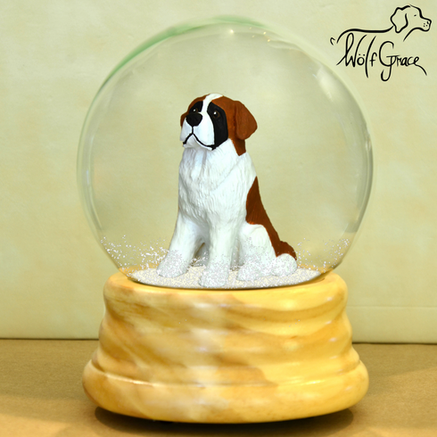 Saint Bernard Snowglobe / Red Heart Glitterglobe