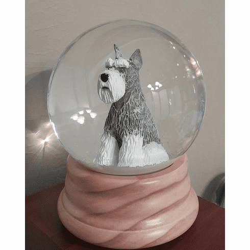 Schnauzer Cropped Ears Snowglobe / Red Heart Glitterglobe
