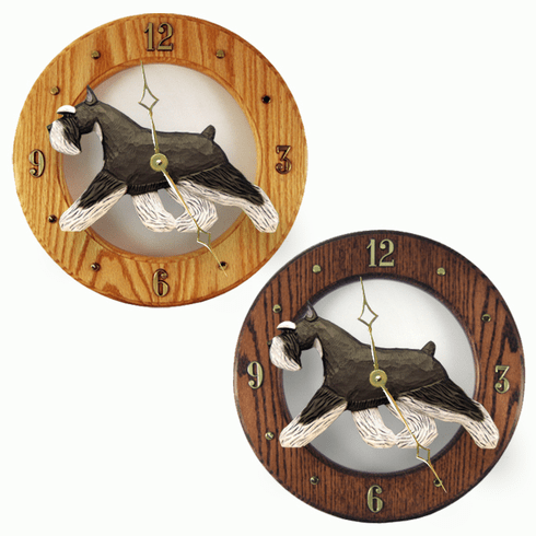 Schnauzer (minature) Wall Clock-Black-Silver
