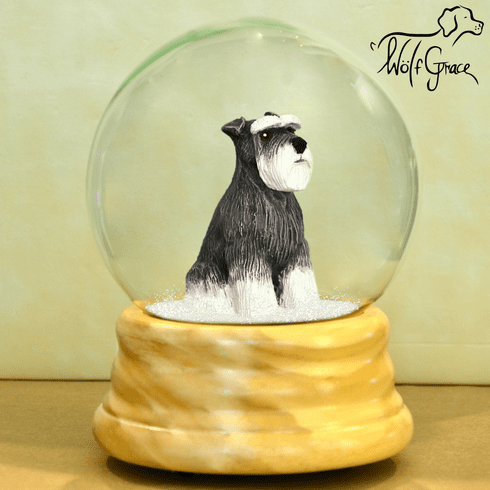 Schnauzer Natural Ears Snowglobe / Red Heart Glitterglobe
