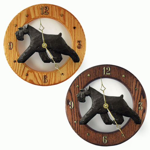 Schnauzer (natural) Wall Clock-Black