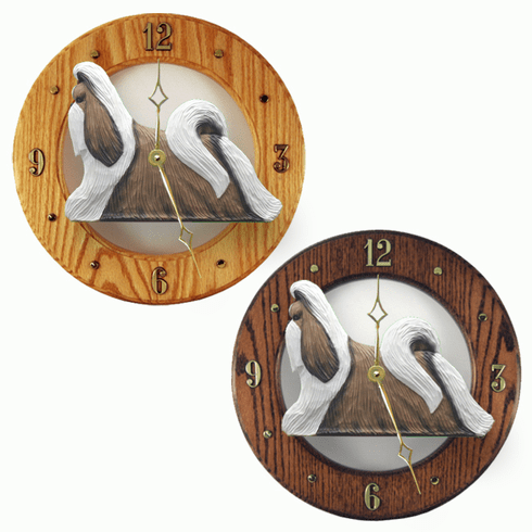 Shih Tzu Wall Clock-Brown-White