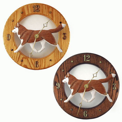 Siberian Husky Wall Clock-Red-White