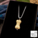 Beige Dog Bone Pendant Necklace - "The Biscuit Bone" Czech Glass with Sterling Silver Chain