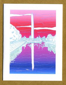 Washington Monument Pink to Blue Ombre Note Card