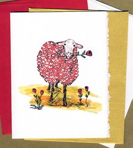 Lovable Ewe Valentine, Greeting & Note Cards - White Wool