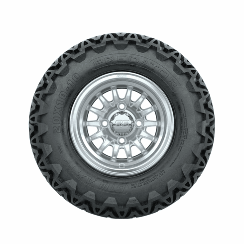 10"  GTW Medusa Silver and Machined Wheels with 20"  Predator A/T Tires Set of 4