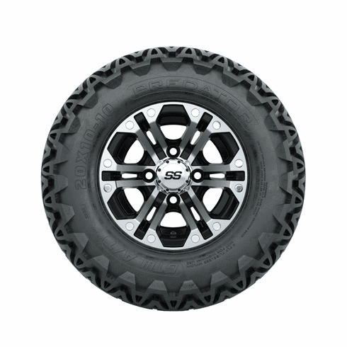 10"  GTW Specter Black and Machined Wheels with 20in Predator A/T Tires Set of 4