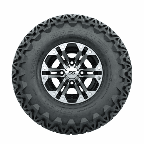 10"  GTW Specter Black and Machined Wheels with 22"  Predator A/T Tires Set of 4