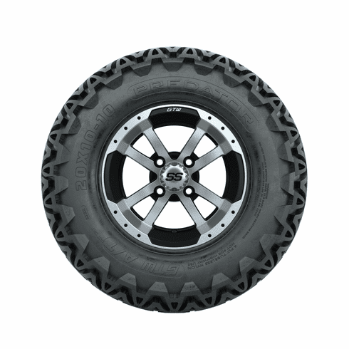 10"  GTW Storm Trooper Black and Machined Wheels with 20"  Predator A/T Tires Set of 4