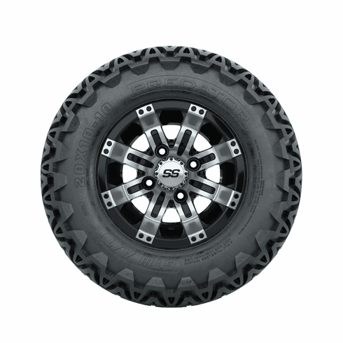 10"  GTW Tempest Black and Machined Wheels with 20"  Predator A/T Tires Set of 4