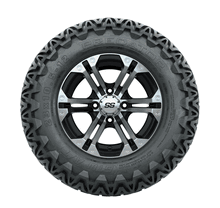 12"  GTW Specter Black and Machined Wheels with 22"  Timberwolf Mud Tires Set of 4