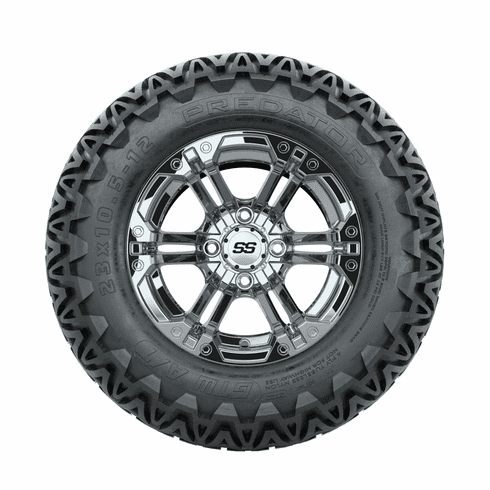 12"  GTW Specter Chrome Wheels with 23"  Predator A-T Tires Set of 4
