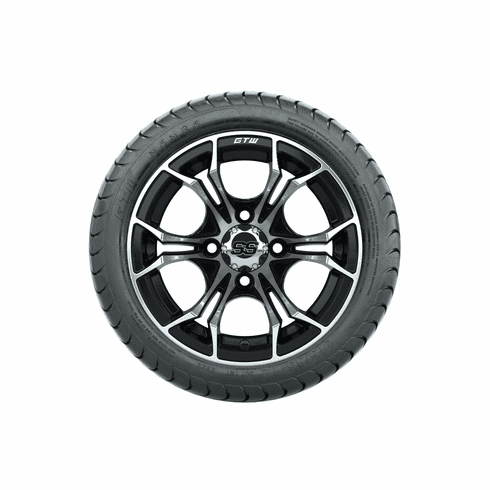 12"  GTW Spyder Black and Machined Wheels with 18"  Mamba Street Tires Set of 4