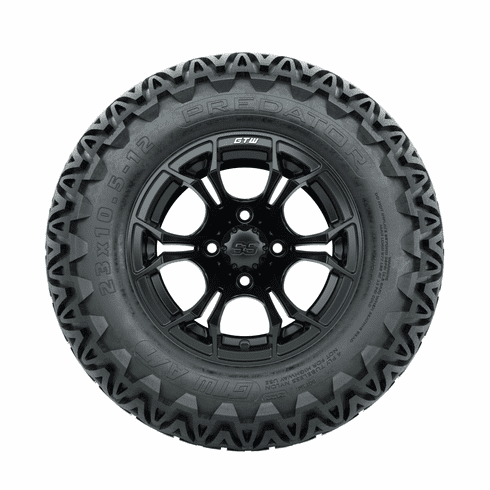 12"  GTW Spyder Black and Machined Wheels with 23"  Predator A/T Tires Set of 4