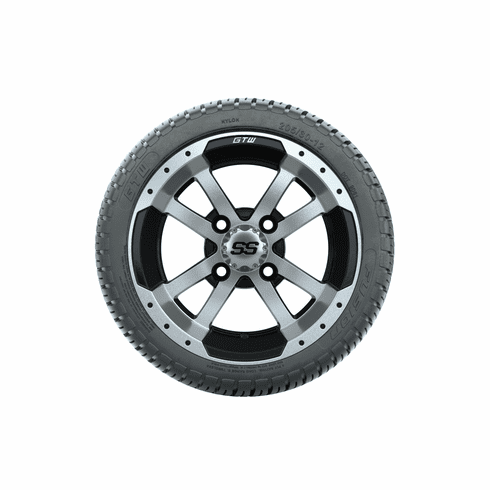 12"  GTW Storm Trooper Black and Machined Wheels with 18"  Fusion Street Tires Set of 4