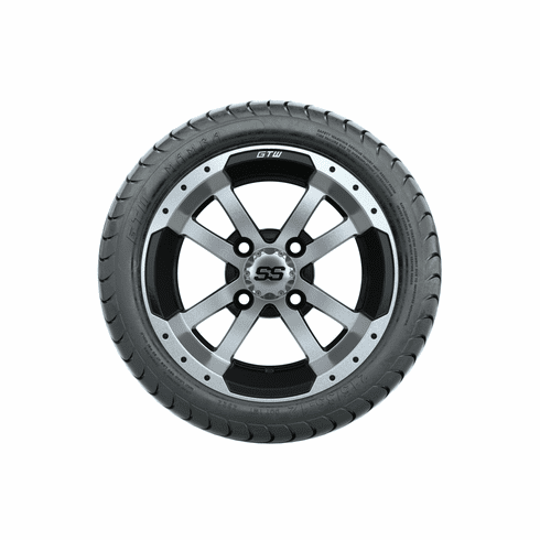 12"  GTW Storm Trooper Black and Machined Wheels with 18"  Mamba Street Tires Set of 4