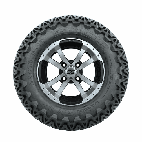 12"  GTW Storm Trooper Black and Machined Wheels with 23"  Predator A/T Tires Set of 4