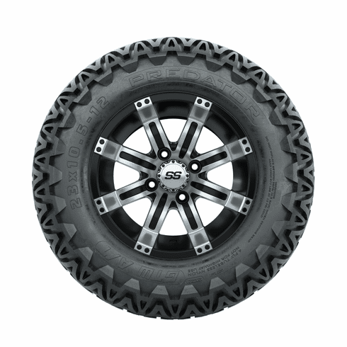 12"  GTW Tempest Black and Machined Wheels with 23"  Predator A/T Tires Set of 4