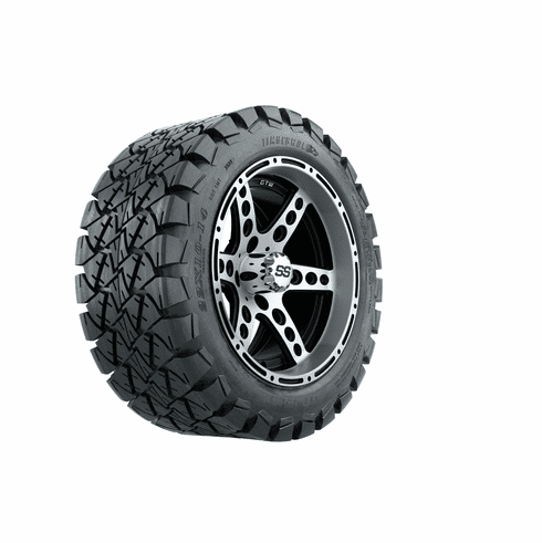 14"  GTW Dominator Black and Machined Wheels with 22"  Timberwolf Mud Tires Set of 4