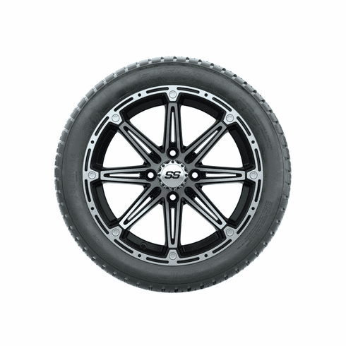 14"  GTW Element Black and Machined Wheels with 19"  Fusion Street Tires Set of 4