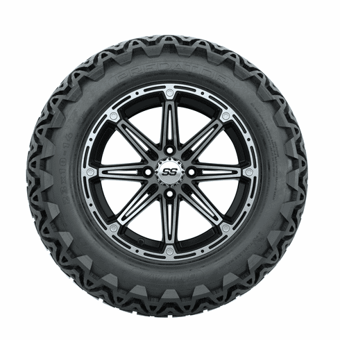 14"  GTW Element Black and Machined Wheels with 23"  Predator A/T Tires Set of 4