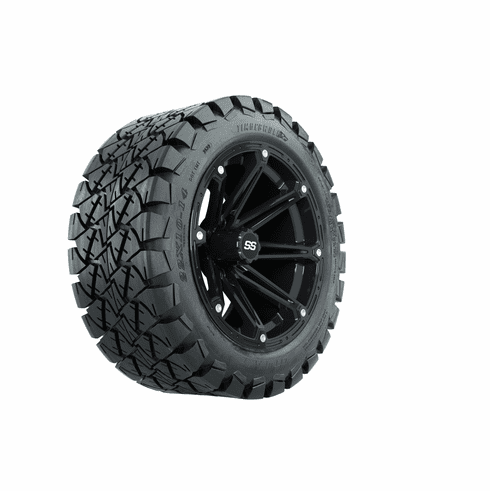 14"  GTW Element Matte Black Wheels with 22in Timberwolf Mud Tires Set of 4