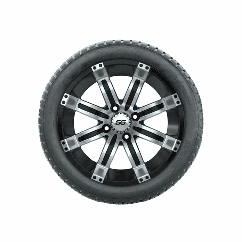 14"  GTW Tempest Black and Machined Wheels with 19"  Fusion Street Tires Set of 4