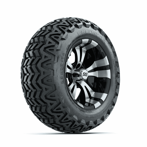 14"  GTW Vampire Black and Machined Wheels with 23"  Predator A/T Tires Set of 4