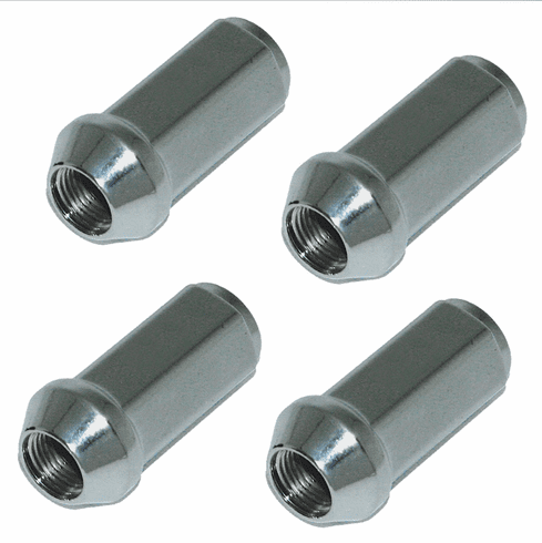 3/4" Hex Chrome Long Lug Nut 1.88" Long 1/2" x 1.88"  (Pack of 4)