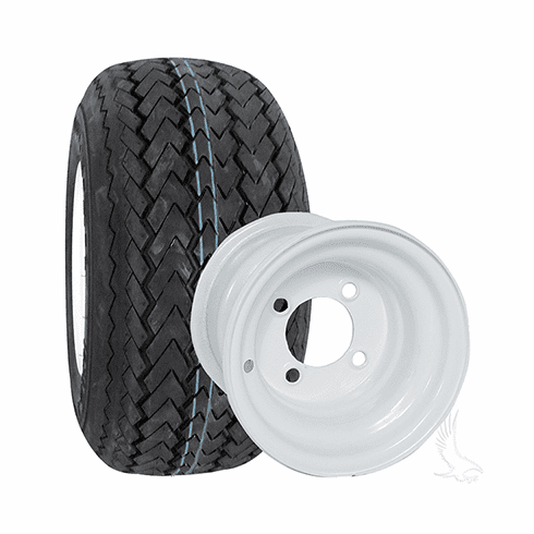 415/234 - Steel, White 8x7 Standard with Kenda Hole In One 18x8.5-8, 4 ply