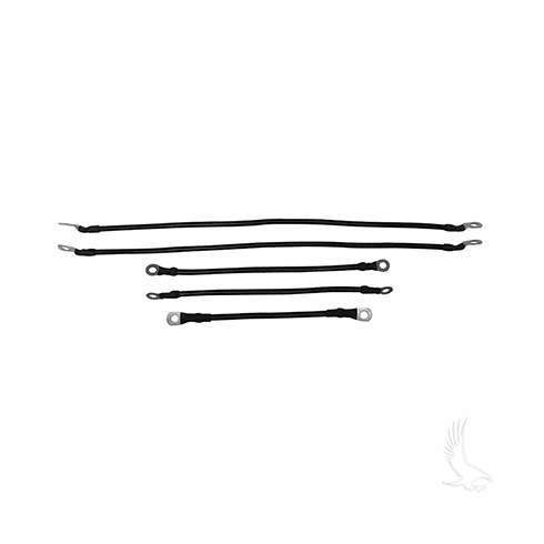 Battery Cable SET, Includes (2) 21" (2) 12" (1) 9" 4 gauge, Club Car Tempo, Onward, Prec w/ 8V Batt