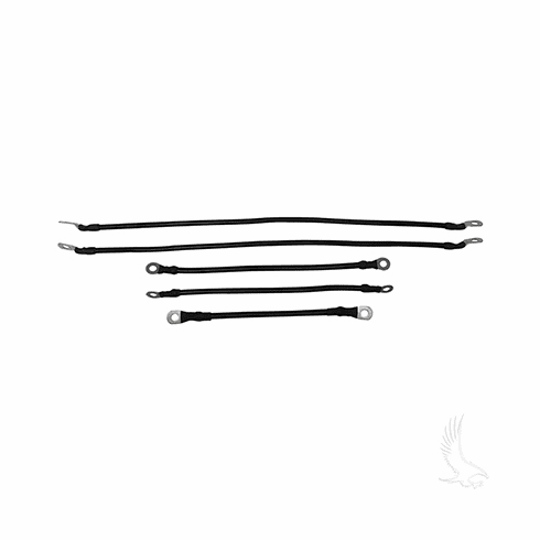 Battery Cable SET, Includes (2) 21" (2) 12" (1) 9" 6 gauge, Club Car Tempo, Onward, Prec w/ 8V Batt