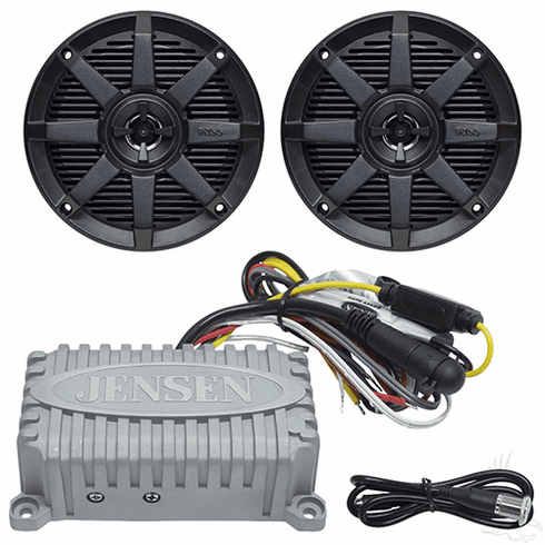 Bluetooth Audio Package with Jensen 2x80 Watt Marine Grade Amp and Boss 5.25" Speakers