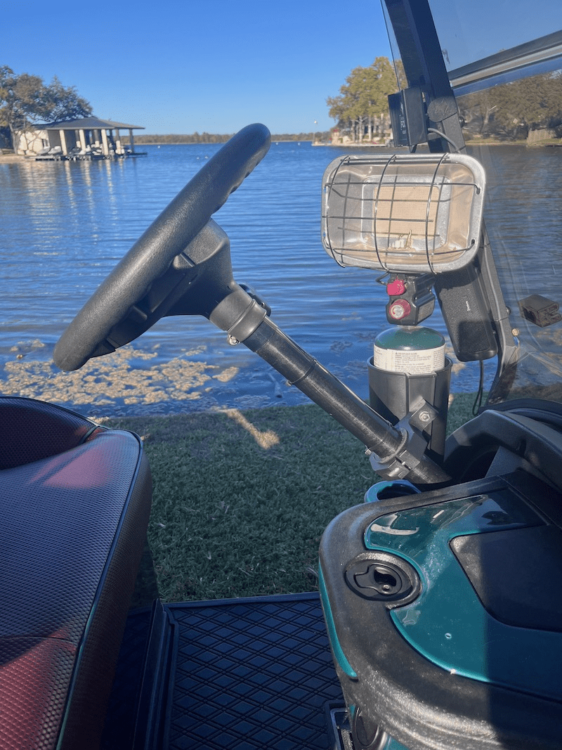 Golf Cart Steering Column Mounted Holder for Sand Bottle, Propane Heater, Drink Cup