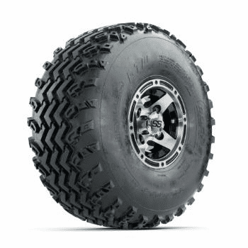 GTW Ranger Machined/Black 8 in Wheels with 22x11.00-8 Rogue All Terrain Tires Full Set