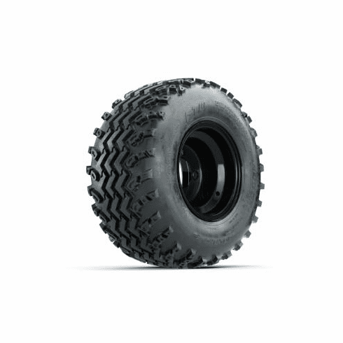 GTW Steel Gloss Black Centered 8 in Wheels with 18x9.50-8 Rogue All Terrain Tires Full Set