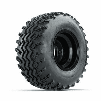 GTW Steel Gloss Black Centered 8 in Wheels with 18x9.50-8 Rogue All Terrain Tires Full Set