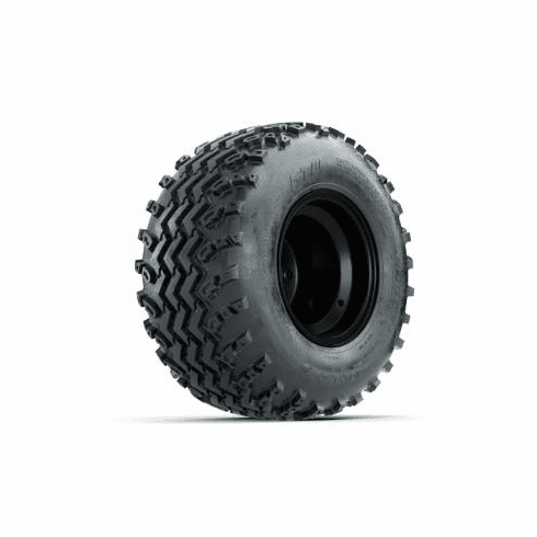 GTW Steel Matte Black 2:5 Offset 8 in Wheels with 18x9.50-8 Rogue All Terrain Tires Full Set