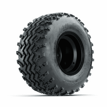 GTW Steel Matte Black 2:5 Offset 8 in Wheels with 18x9.50-8 Rogue All Terrain Tires Full Set
