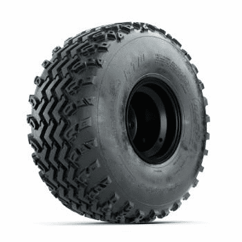 GTW Steel Matte Black 2:5 Offset 8 in Wheels with 22x11.00-8 Rogue All Terrain Tires Full Set