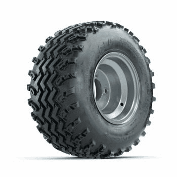 GTW Steel Silver Centered 8 in Wheels with 18x9.50-8 Rogue All Terrain Tires Full Set