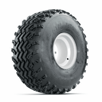 GTW Steel White 2:5 Offset 8 in Wheels with 22x11.00-8 Rogue All Terrain Tires Full Set
