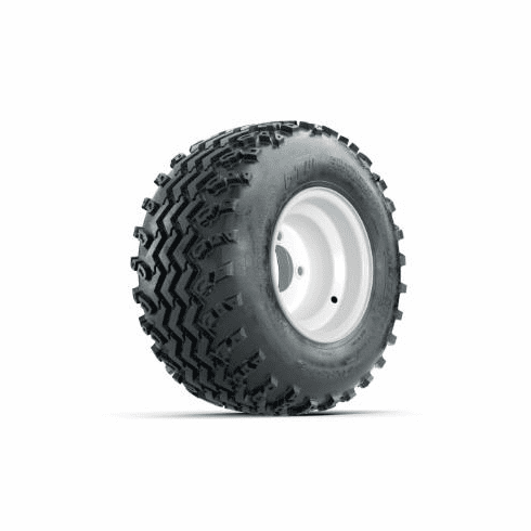 GTW Steel White Centered 8 in Wheels with 18x9.50-8 Rogue All Terrain Tires Full Set