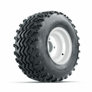 GTW Steel White Centered 8 in Wheels with 18x9.50-8 Rogue All Terrain Tires Full Set