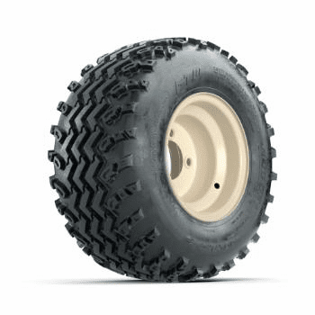GTW Steel Yamaha Ivory Centered 8 in Wheels with 18x9.50-8 Rogue All Terrain Tires Full Set