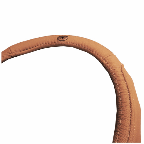 Leather Golf Cart Steering Wheel Cover - Tan - Size 34
