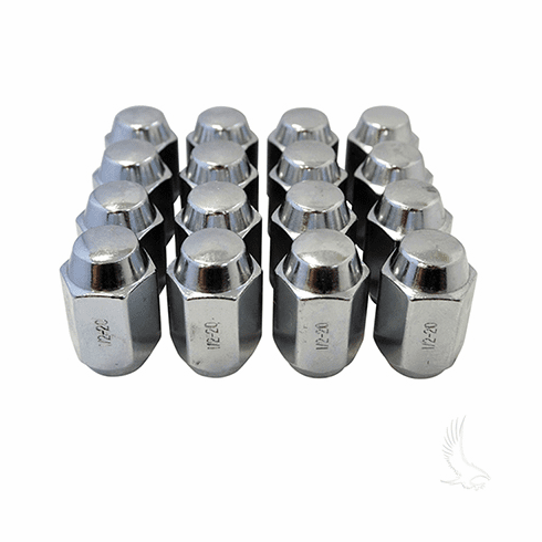 Lug Nut, BOX OF 16, Chrome Closed End Standard 1/2"-20, OD 3/4"