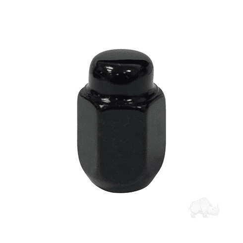 Lug Nut, Gloss Black Closed End Metric 12mm-1.25, OD 3/4"