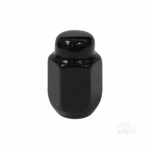 Lug Nut, Gloss Black Closed End Standard 1/2"-20, OD 3/4"